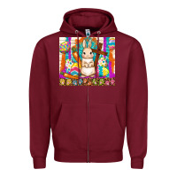 Burgundy easter day rabbit Zipper Hoodie - TumblerDesignByShophia