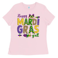 Bubblegum Pink happy mardi gras y'all Ladies Tee - AdoDesignShop