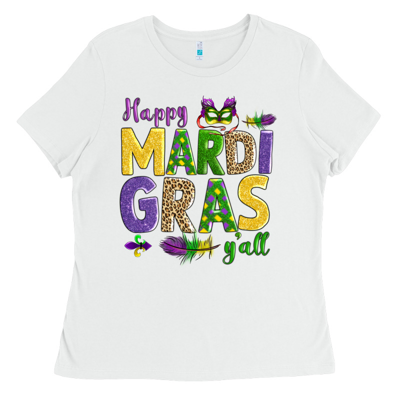 Happy Mardi Gras Y'all Ladies Tee by AdoDesignShop | Teevron