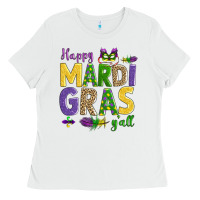White happy mardi gras y'all Ladies Tee - AdoDesignShop
