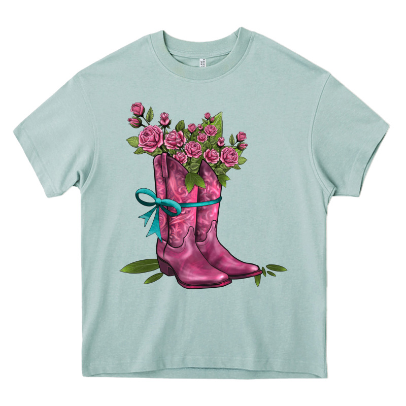 Valentines Day Western Boots And Roses Heavy Core Tee by AdoDesignShop | Teevron