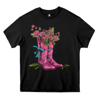 Black valentines day western boots and roses Heavy Core Tee - AdoDesignShop