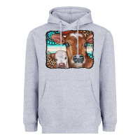 Heather Grey Cows Serape Leopard Gemstone Heavyweight Hoodie - CowCowDesign