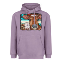 Lavender Cows Serape Leopard Gemstone Heavyweight Hoodie - CowCowDesign