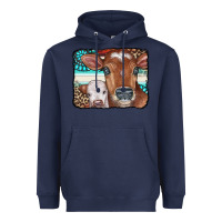 Navy Cows Serape Leopard Gemstone Heavyweight Hoodie - CowCowDesign