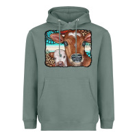 Sage Cows Serape Leopard Gemstone Heavyweight Hoodie - CowCowDesign