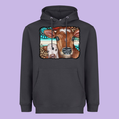 Cows Serape Leopard Gemstone Heavyweight Hoodie Designed By Cowcowdesign