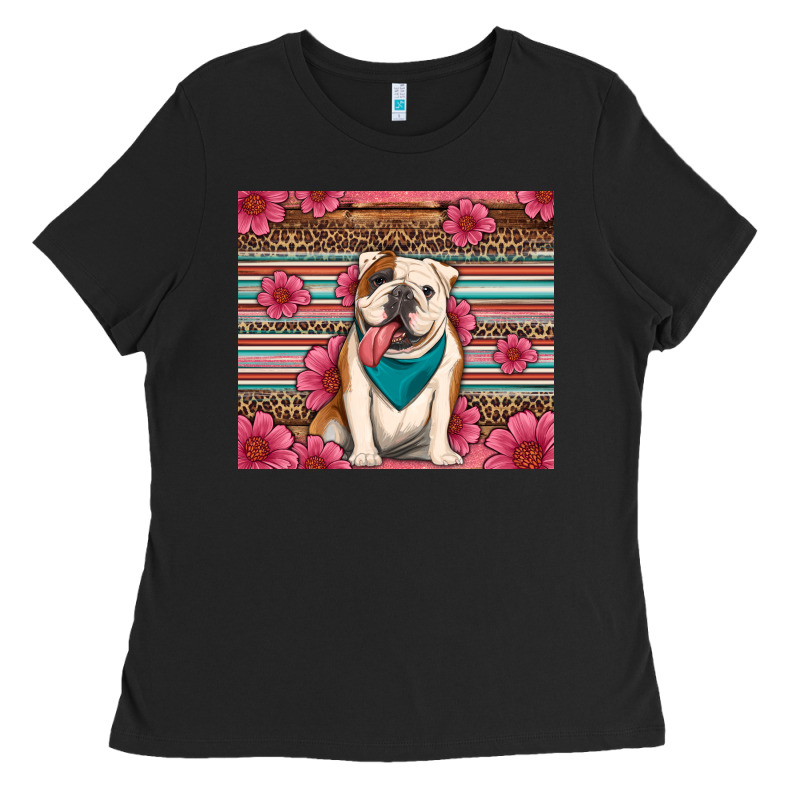 British Bulldog Floral Serape Tumbler Ladies Tee by Artiststas | Teevron