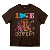 Chocolate Brown valentines day love my cowboy Heavy Core Tee - AdoDesignShop