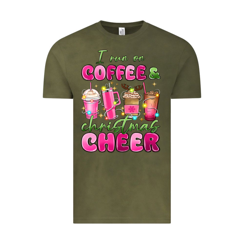 I Run On Coffee And Christmas Cheer Vintage Tee by MaliasSmallBusiness | Teevron