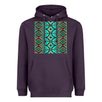Plum Aztec Turquoise Pattern Heavyweight Hoodie - CowCowDesign