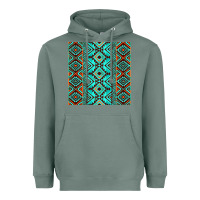 Sage Aztec Turquoise Pattern Heavyweight Hoodie - CowCowDesign