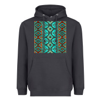 Smoke Aztec Turquoise Pattern Heavyweight Hoodie - CowCowDesign