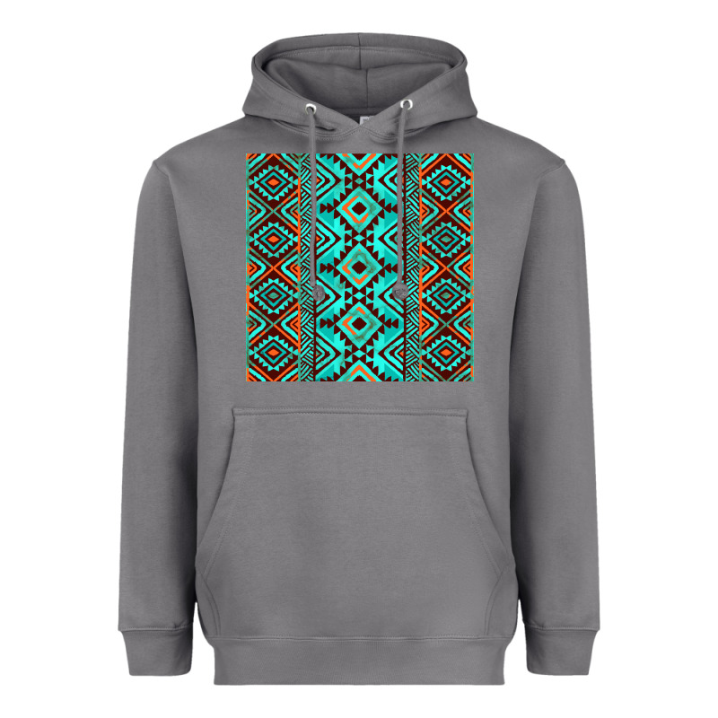 Aztec Turquoise Pattern Heavyweight Hoodie by CowCowDesign | Teevron