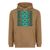 Toasted Coconut Aztec Turquoise Pattern Heavyweight Hoodie - CowCowDesign