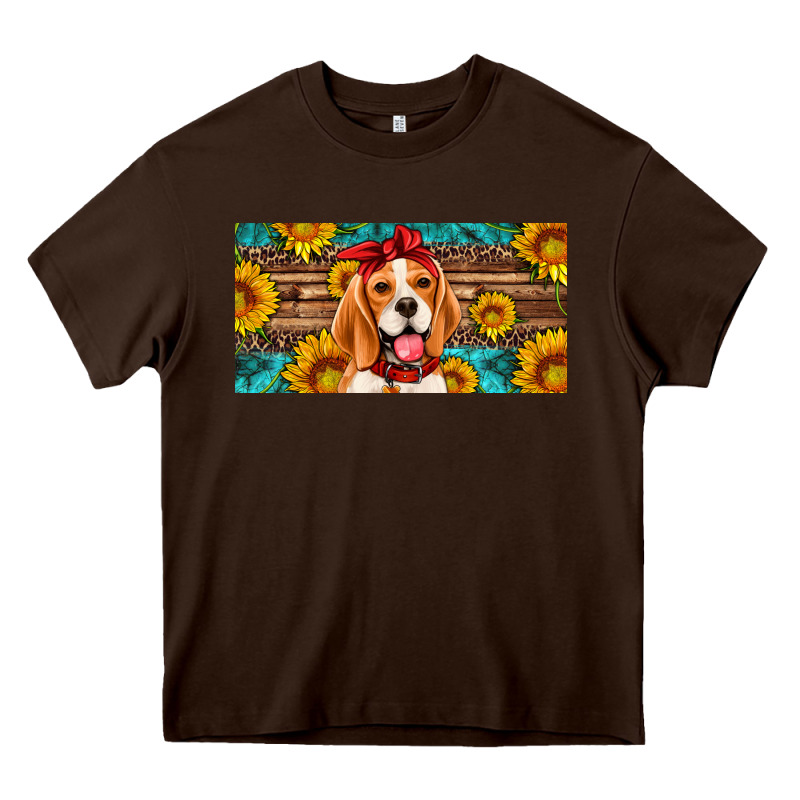Beagle With Sunflowers License Plate Heavy Core Tee by Artiststas | Teevron