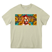 Mossy beagle with sunflowers license plate Heavy Core Tee - Artiststas