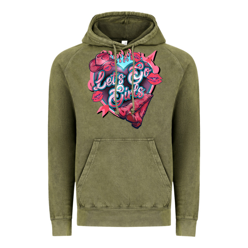 Lets Go Girls Pink Vintage Hoodie by NancyCooperArtShop | Teevron