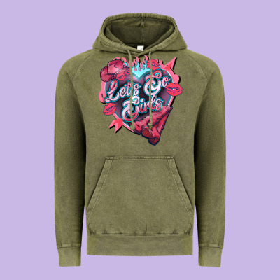 Lets Go Girls Pink Vintage Hoodie Designed By Nancycooperartshop