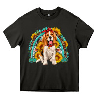 Asphalt beagle turquoise and sunflowers rainbow Heavy Core Tee - Artiststas