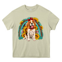 Mossy beagle turquoise and sunflowers rainbow Heavy Core Tee - Artiststas
