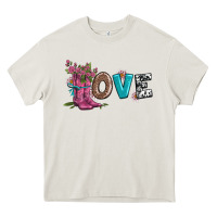 Cream valentines day love and boots Heavy Core Tee - AdoDesignShop