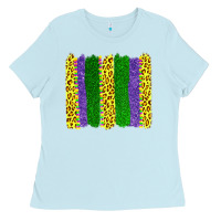 Baby Blue mardi gras leopard brushstrokes Ladies Tee - AdoDesignShop