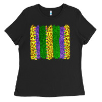 Black mardi gras leopard brushstrokes Ladies Tee - AdoDesignShop