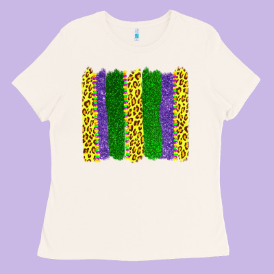 Mardi Gras Leopard Brushstrokes Ladies Tee Designed By Adodesignshop