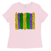 Bubblegum Pink mardi gras leopard brushstrokes Ladies Tee - AdoDesignShop