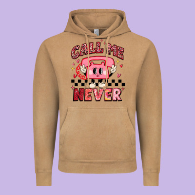 Call Me Never Vintage Hoodie Designed By Maliassmallbusiness