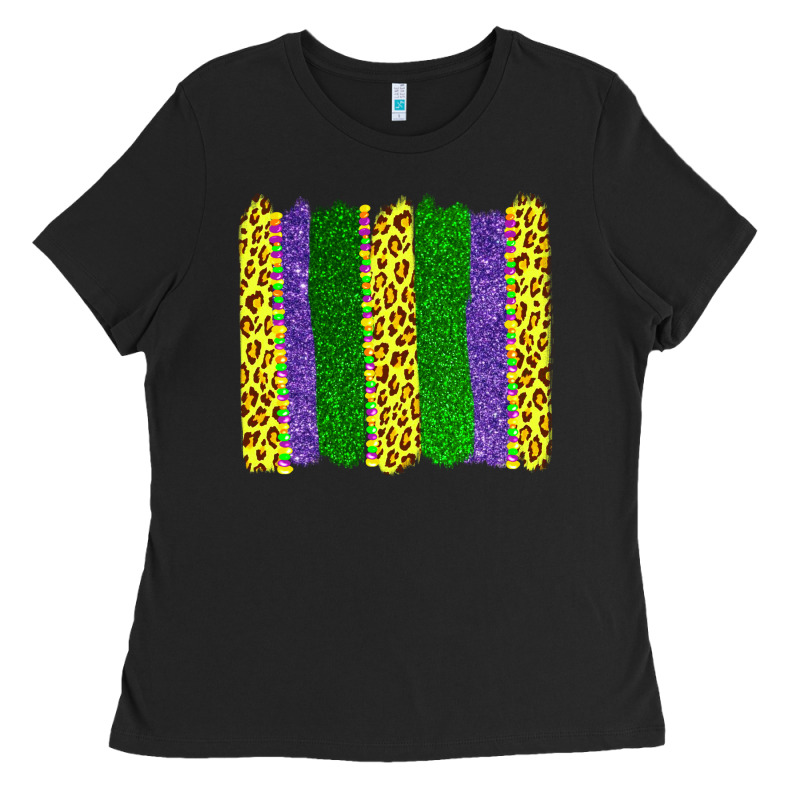 Mardi Gras Leopard Brushstrokes Ladies Tee by AdoDesignShop | Teevron