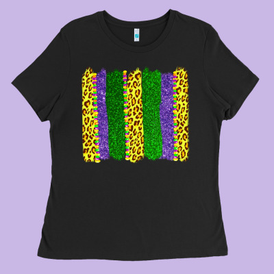 Mardi Gras Leopard Brushstrokes Ladies Tee Designed By Adodesignshop