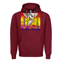 Burgundy happy halloween Zipper Hoodie - TumblerDesignByShophia