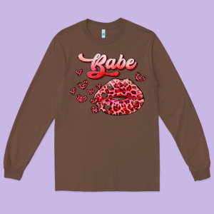 Babe With Kiss Long Sleeve Tee Designed By Ranaportraitstore