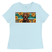 Baby Blue western chocolate labrador license plate Ladies Tee - Artiststas