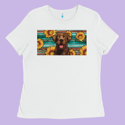 Western Chocolate Labrador License Plate Ladies Tee Designed By Artiststas