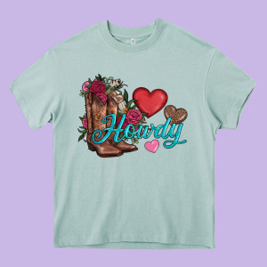 Valentines Day Howdy And Boots Heavy Core Tee Designed By Adodesignshop