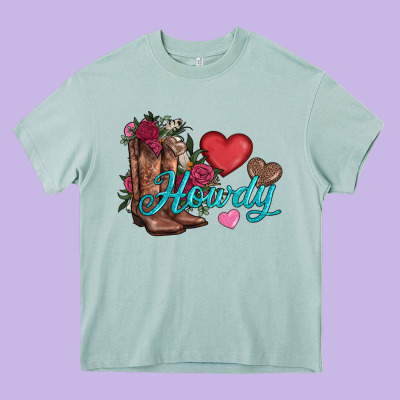Valentines Day Howdy And Boots Heavy Core Tee Designed By Adodesignshop