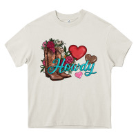 Cream valentines day howdy and boots Heavy Core Tee - AdoDesignShop