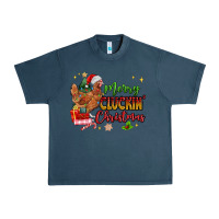 Midnight Navy Merry Cluckin' Christmas Urban Heavy Tee - MaliasSmallBusiness