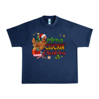 Navy Merry Cluckin' Christmas Urban Heavy Tee - MaliasSmallBusiness
