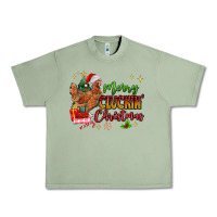 Oil Green Merry Cluckin' Christmas Urban Heavy Tee - MaliasSmallBusiness