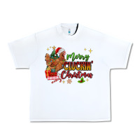 White Merry Cluckin' Christmas Urban Heavy Tee - MaliasSmallBusiness