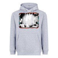Heather Grey Cowhide Background with Bleach Serape Frame Heavyweight Hoodie - CowCowDesign