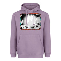 Lavender Cowhide Background with Bleach Serape Frame Heavyweight Hoodie - CowCowDesign