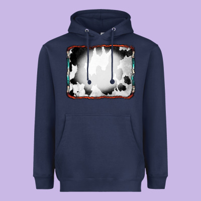 Cowhide Background With Bleach Serape Frame Heavyweight Hoodie Designed By Cowcowdesign