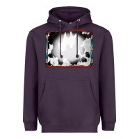 Plum Cowhide Background with Bleach Serape Frame Heavyweight Hoodie - CowCowDesign