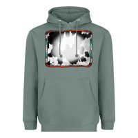 Sage Cowhide Background with Bleach Serape Frame Heavyweight Hoodie - CowCowDesign