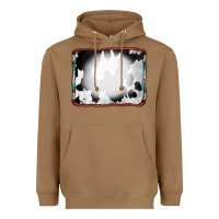 Toasted Coconut Cowhide Background with Bleach Serape Frame Heavyweight Hoodie - CowCowDesign